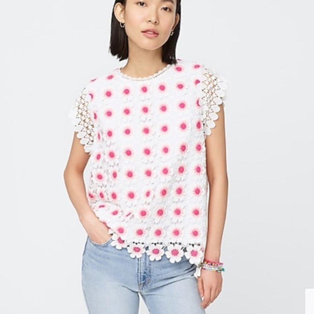 J. Crew Floral crochet sleeveless top NWT Sz Large